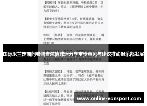 国际米兰定期问卷调查邀请球迷分享宝贵意见与建议推动俱乐部发展